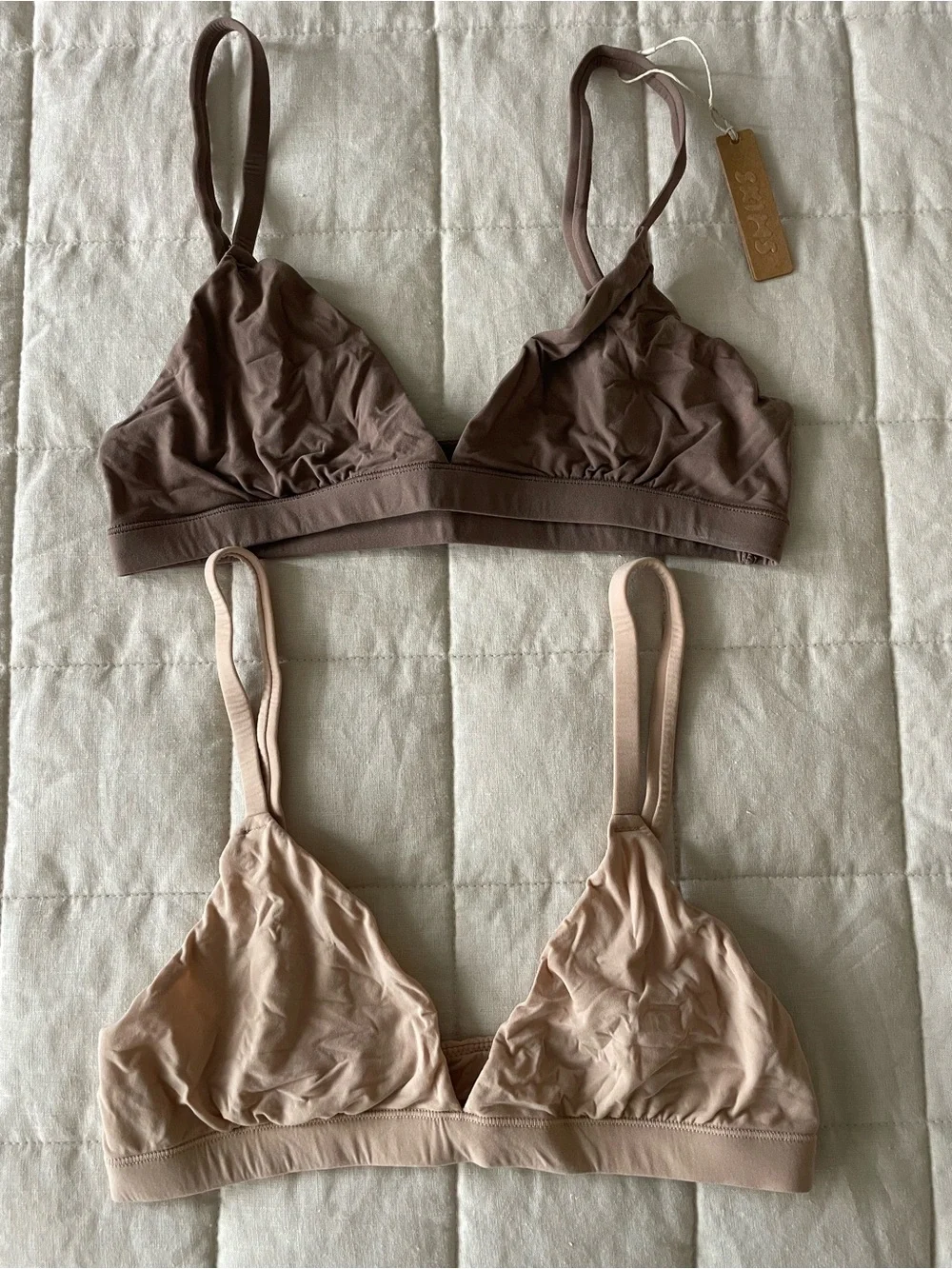 Skims Fits Everybody Triangle Bralette in Umber and Clay S NWT - Picture 1 of 6